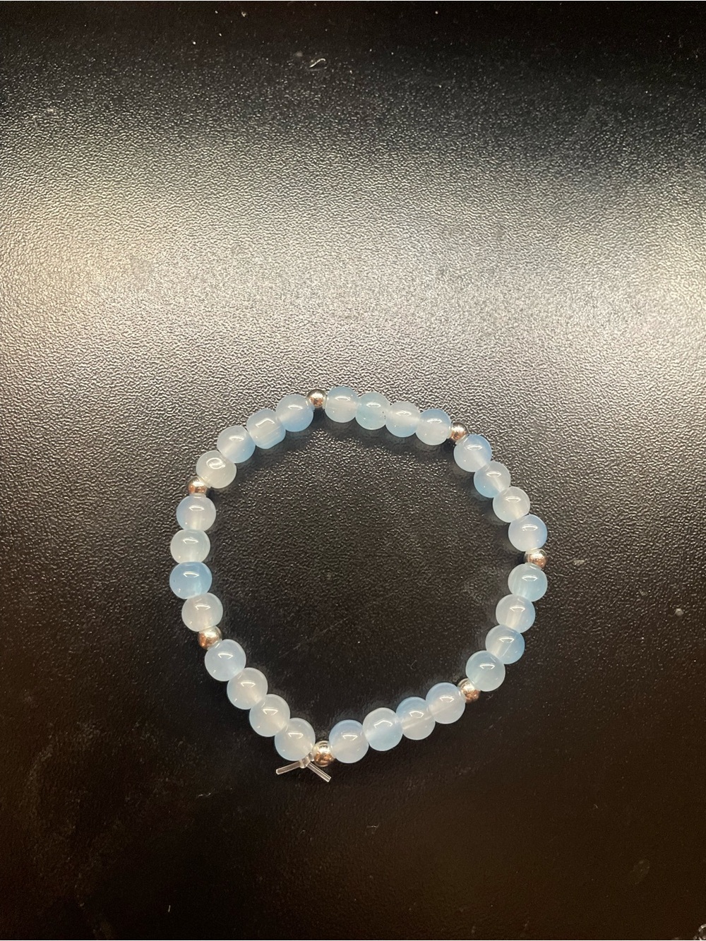 Delicate Light Blue Beaded Stretch Bracelet - Women's Jewelry
